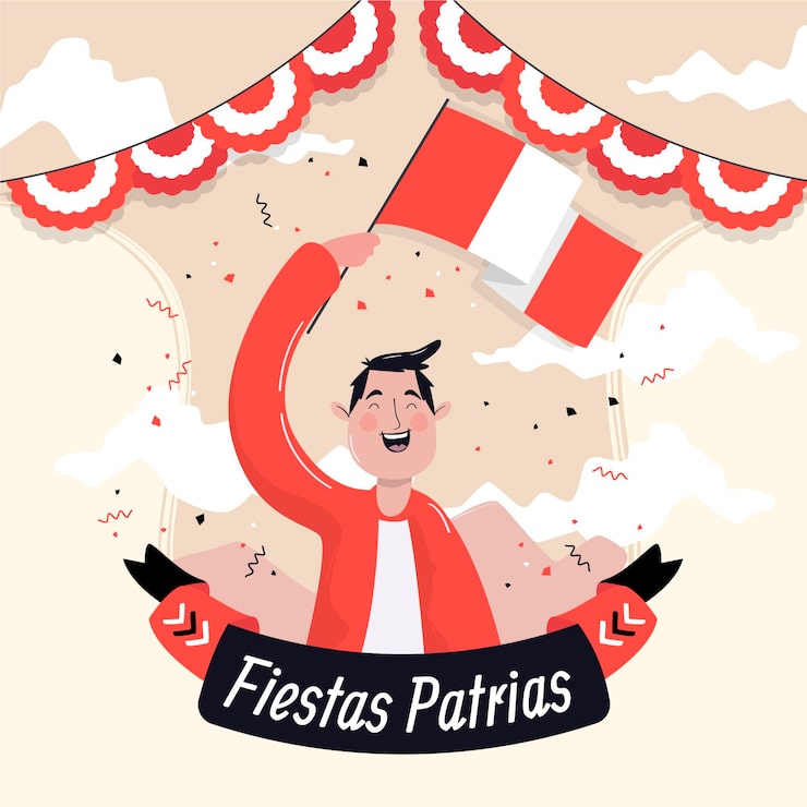 Vector gratuito dibujado a mano ilustración de fiestas patrias de perú