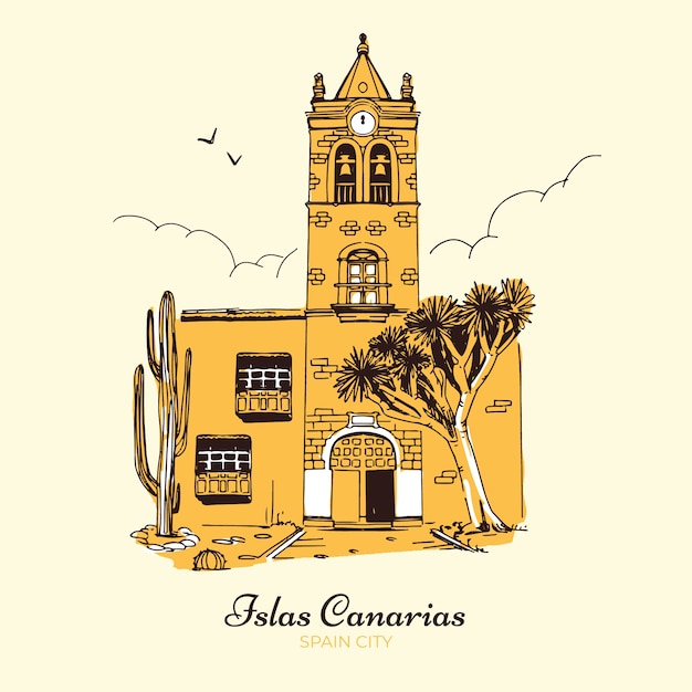 Vector gratuito dibujado a mano ilustración islas canarias