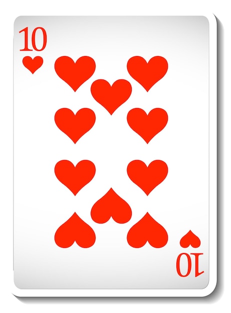 Vector gratuito diez de corazones naipe aislado