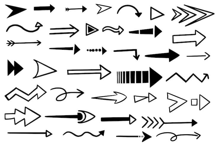 Vector gratuito diseño creativo de conjuntos de señales de flecha negra direccional