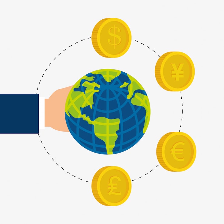 Vector gratuito diseño de economía global, dinero y negocios.