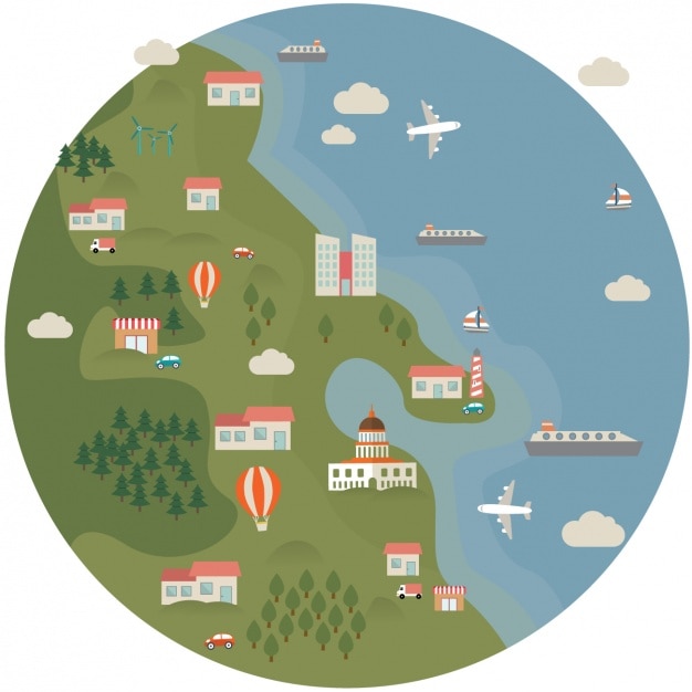 Vector gratuito diseño de mapa plano