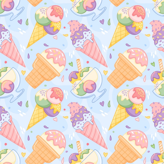 Diseño de patrón de verano pastel dibujado a mano