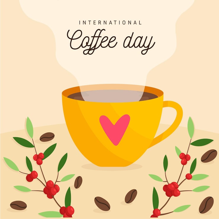 Vector gratuito diseño plano día internacional del café.