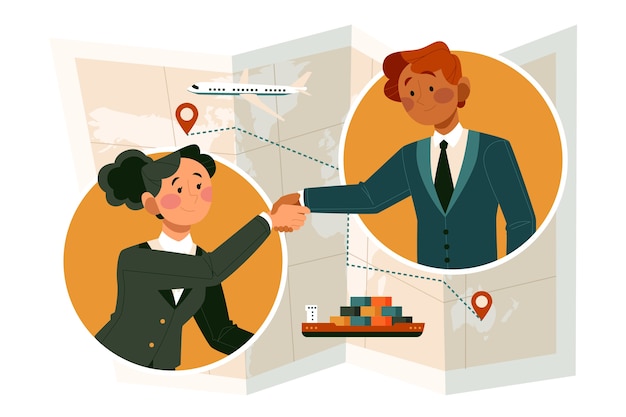 Vector gratuito diseño plano ilustrado comercio internacional.