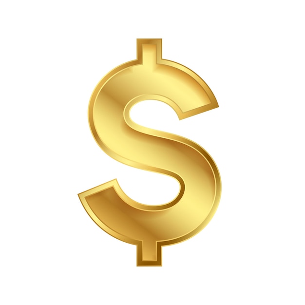 Vector gratuito diseño de signo de dólar usd dorado con estilo 3d