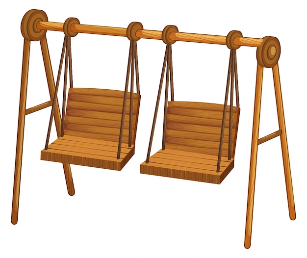 Vector gratuito dos columpios de madera en blanco