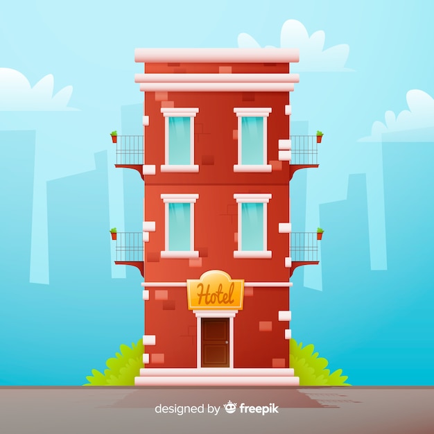 Vector gratuito edificio de hotel flat