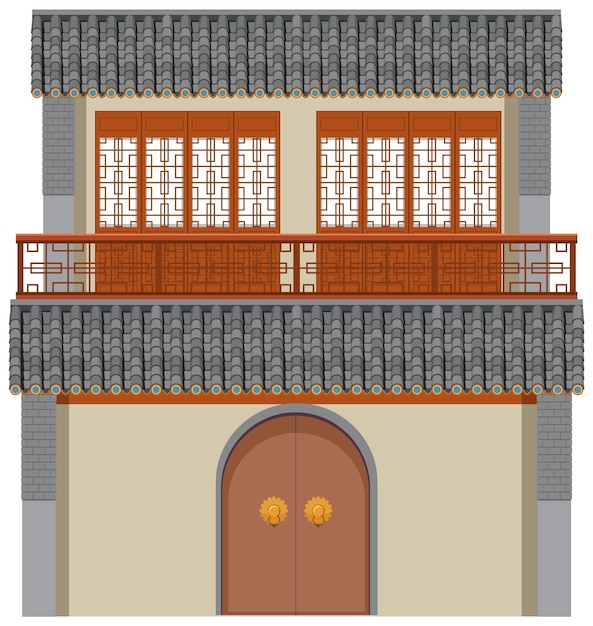 Vector gratuito edificio tradicional chino sobre fondo blanco.