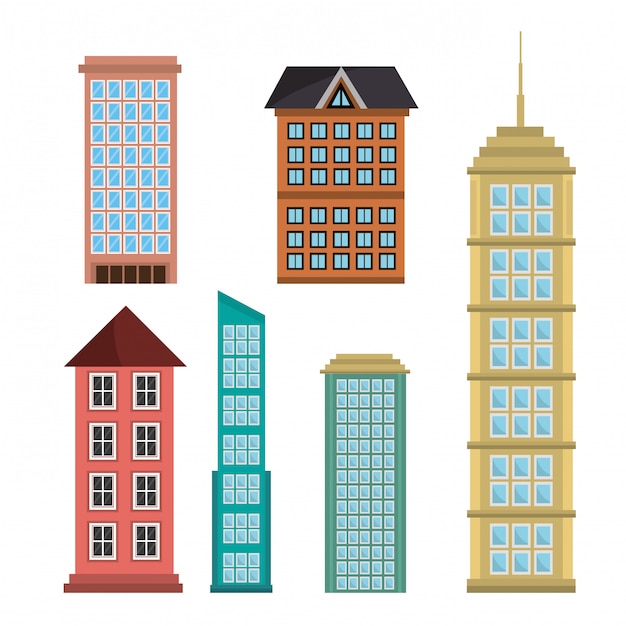 Vector gratuito edificios de diseño urbano.