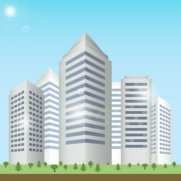Vector gratuito edificios modernos paisaje urbano