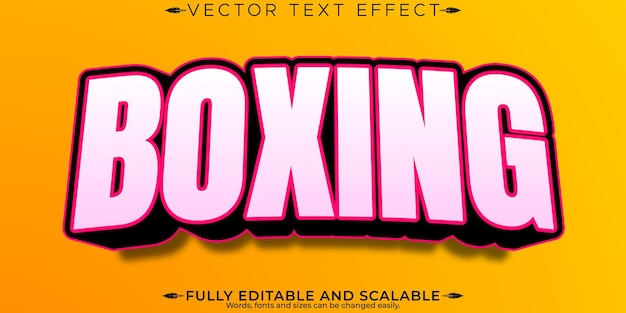 Vector gratuito efecto de texto editable de boxeo deporte editable y estilo de texto de lucha