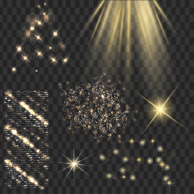 Vector gratuito efectos de luz dorados