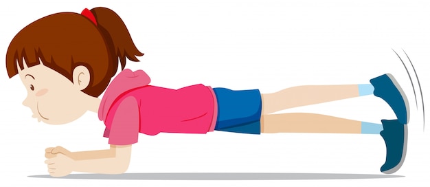 Vector gratuito un ejercicio de tablón de niña