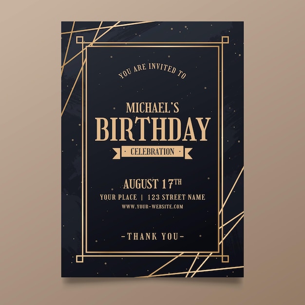 Vector gratuito elegante plantilla de invitación de cumpleaños