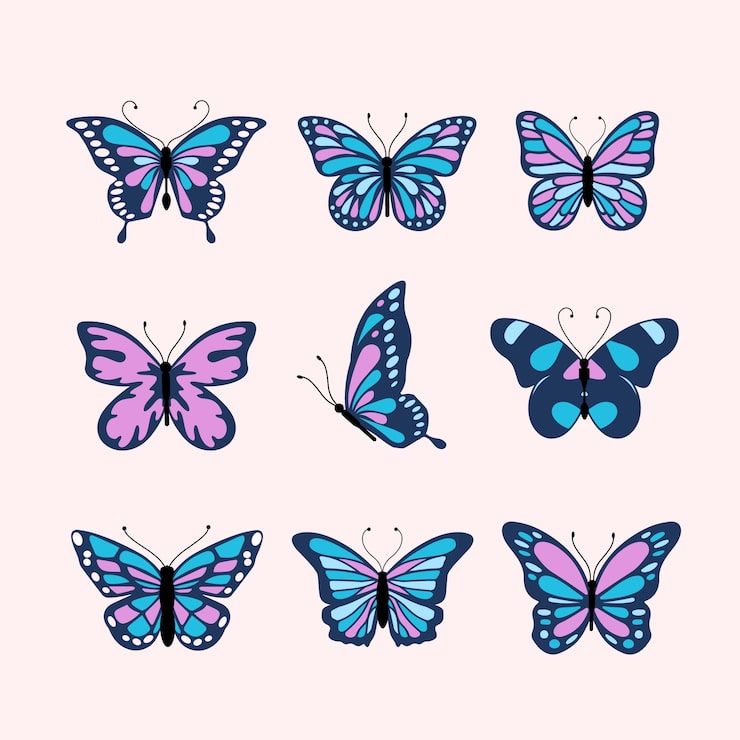 Vector gratuito elemento de diseño plano de mariposa