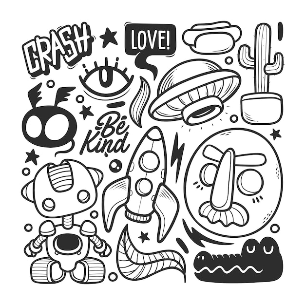 Vector gratuito elementos dibujados a mano doodle vector