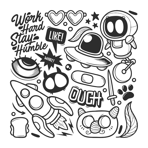 Vector gratuito elementos dibujados a mano doodle vector