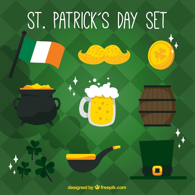 Vector gratuito elementos tradicionales del día de st. patrick