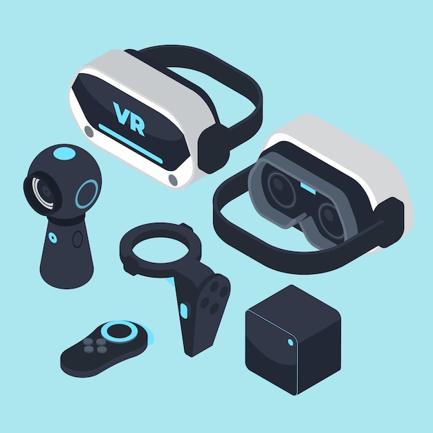 Vector gratuito equipo de realidad virtual