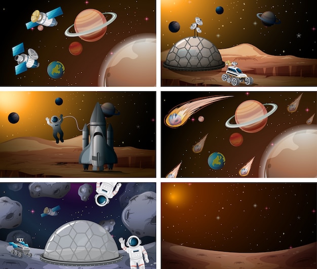 Vector gratuito escena espacial de marte
