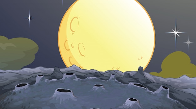 Vector gratuito escena del espacio de luna llena