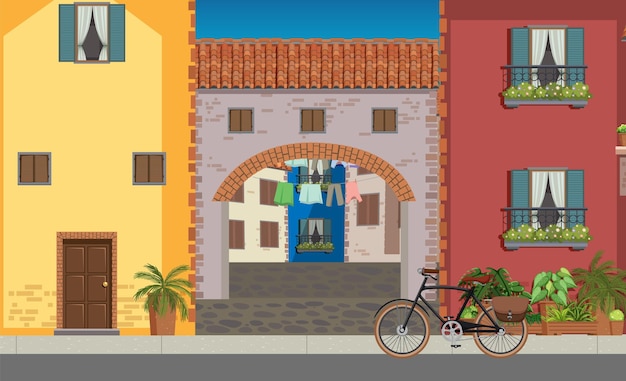 Vector gratuito escena con muchos edificios en la ciudad