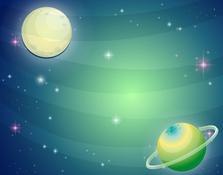Vector gratuito escena con planeta y luna
