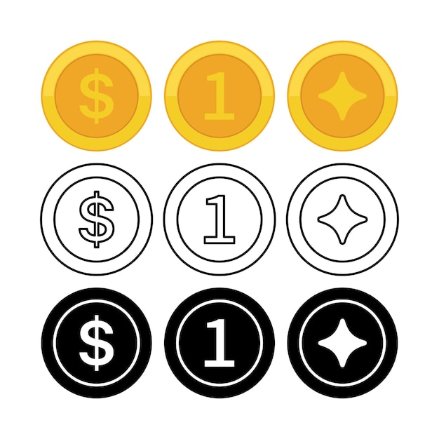Vector gratuito esquema de glifo plano de moneda