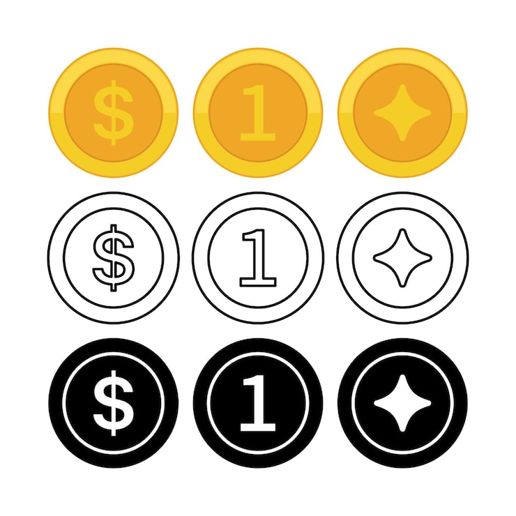 Vector gratuito esquema de glifo plano de moneda