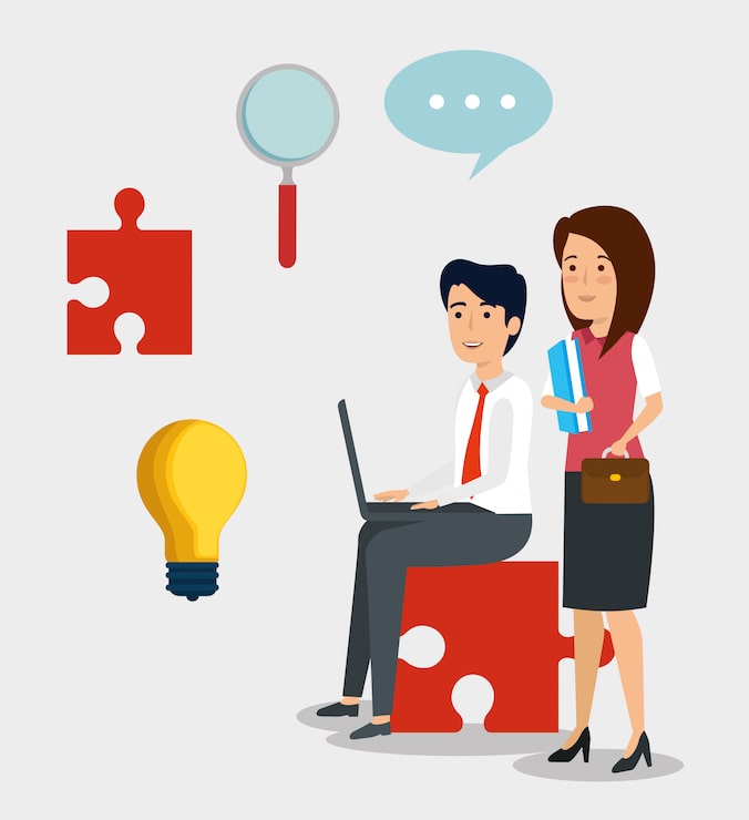 Vector gratuito establecer empresarios profesionales con idea de bulbo y documento