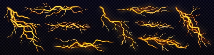 Vector gratuito establecer huelga de rayo eléctrico relámpago amarillo