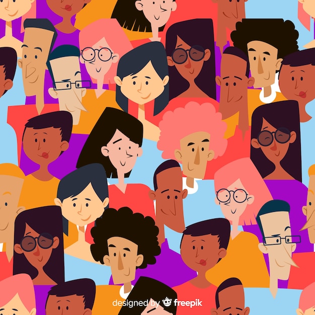 Vector gratuito estampado colorido de personas jóvenes