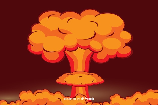Vector gratuito estilo de dibujos animados de ilustración de explosión nuclear