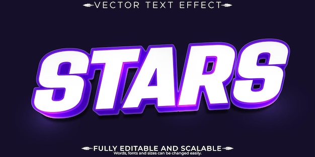 Vector gratuito estrellas efecto de texto editable espacio editable y estilo de texto de galaxia