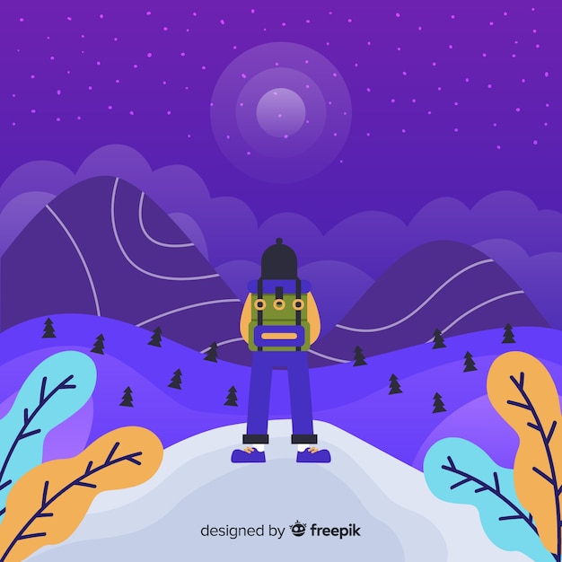 Vector gratuito explorador con mochila