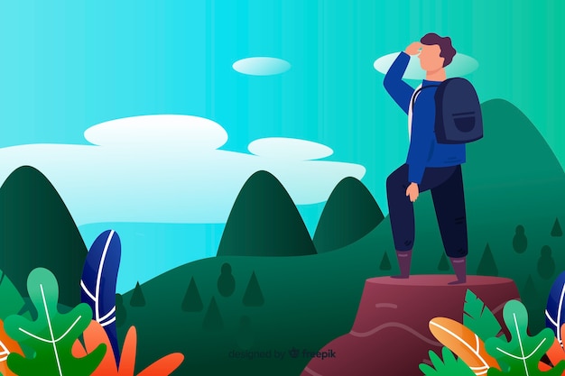 Vector gratuito explorador con mochila
