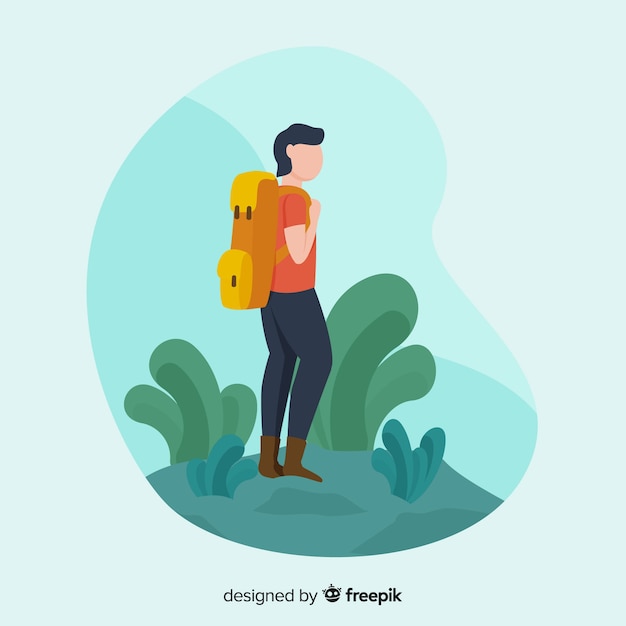 Vector gratuito explorador con mochila