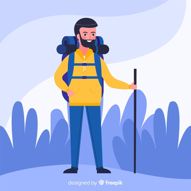 Vector gratuito explorador con mochila