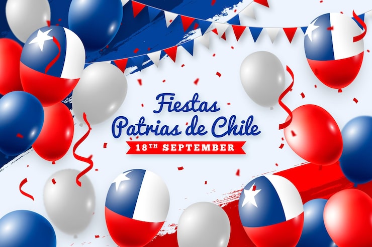 Vector gratuito fiestas patrias de chile con globos y banderas