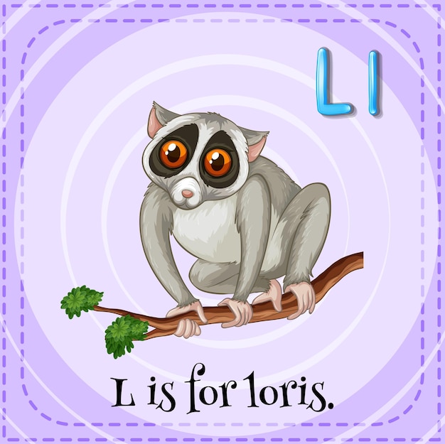 Vector gratuito flashcard l es para loris