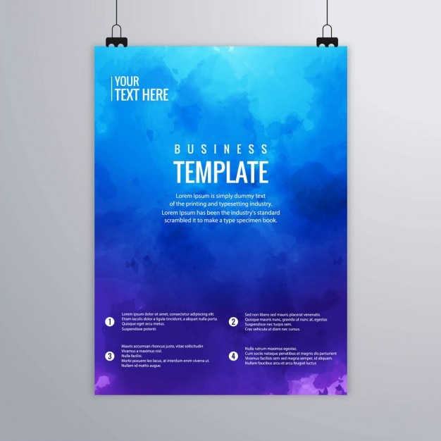 Vector gratuito folleto con acuarelas azules