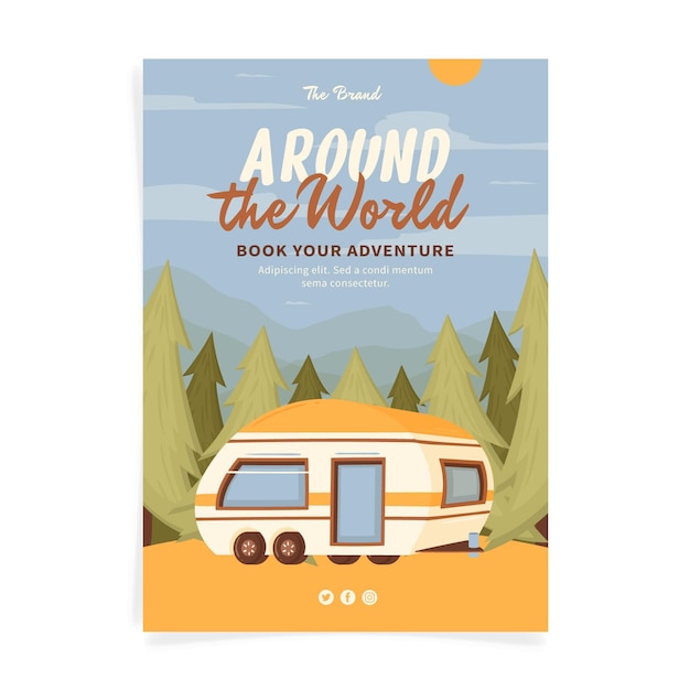Vector gratuito folleto de aventuras dibujado a mano