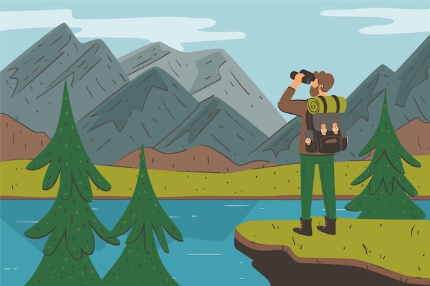 Vector gratuito fondo de aventura dibujado a mano