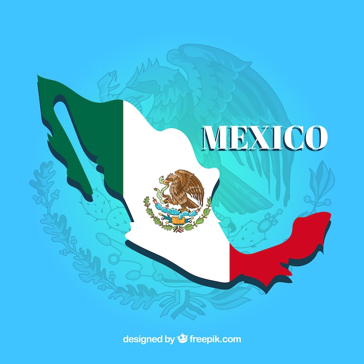 Vector gratuito fondo de bandera de mexico con mapa