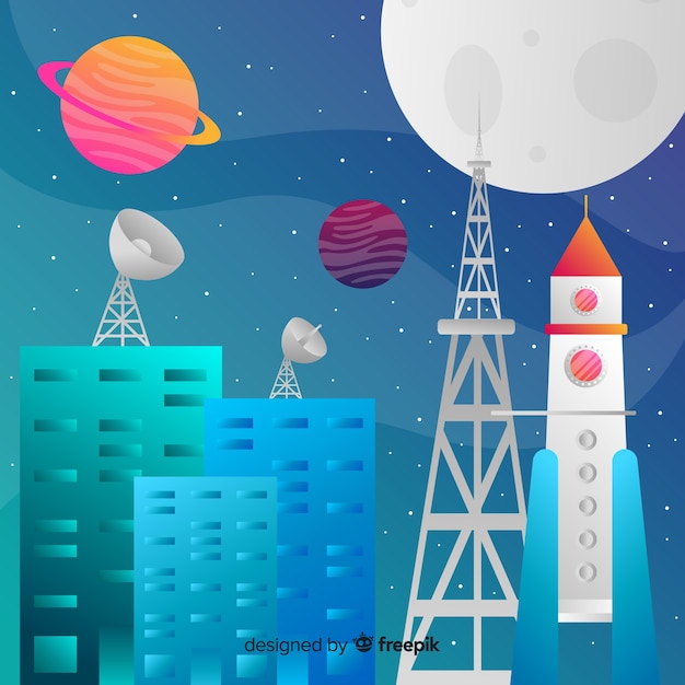 Vector gratuito fondo cohete plano degradado