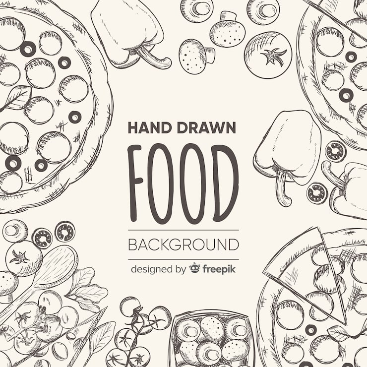 Vector gratuito fondo de comida dibujado a mano