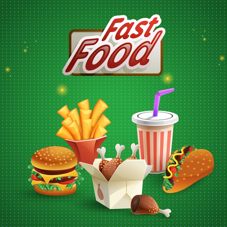 Vector gratuito fondo de comida rápida con bebida