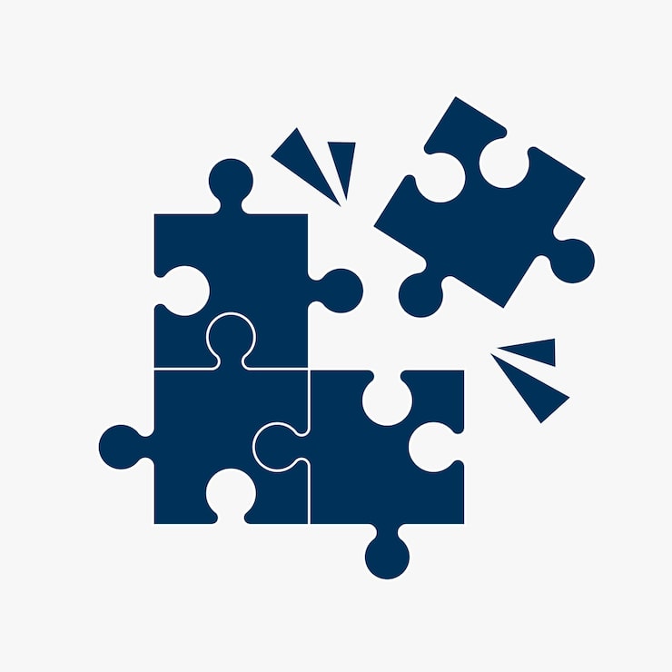 Vector gratuito fondo conceptual de trabajo en equipo con pieza de rompecabezas azul aislada