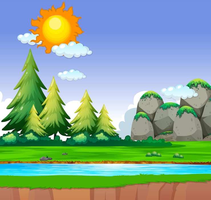 Vector gratuito fondo de escena de río de naturaleza